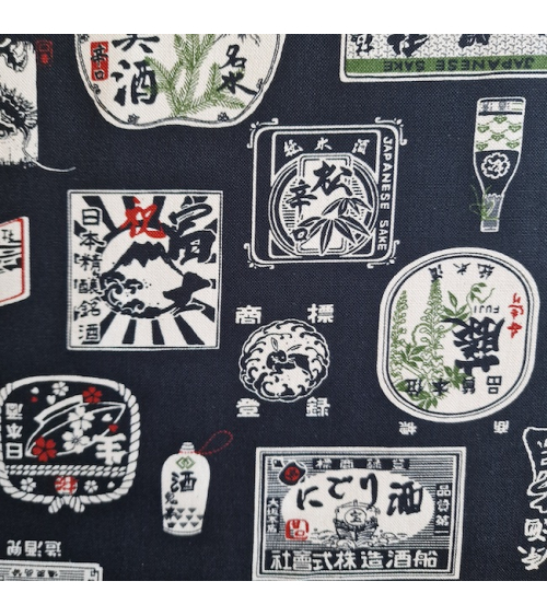 Tela de loneta japonesa Sake en negro. 100% Algodón.
