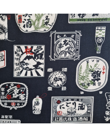 Tela de loneta japonesa Sake en negro. 100% Algodón.