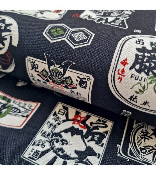 Tela de loneta japonesa Sake en negro. 100% Algodón.