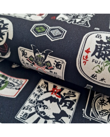 Tela de loneta japonesa Sake en negro. 100% Algodón.
