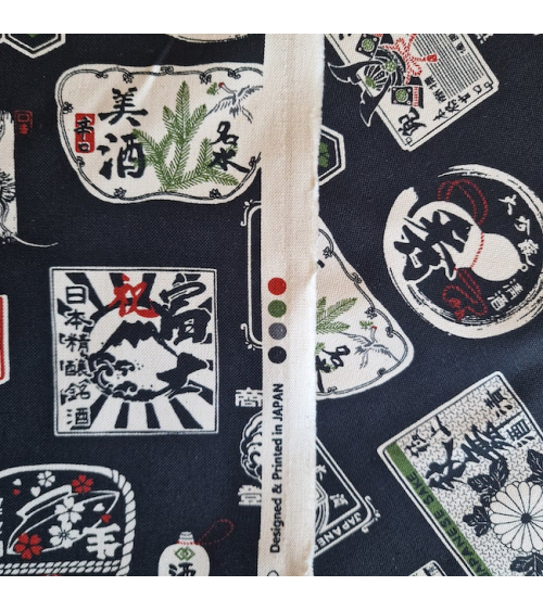 Tela de loneta japonesa Sake en negro. 100% Algodón.