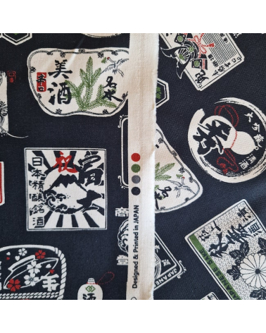 Tela de loneta japonesa Sake en negro. 100% Algodón.