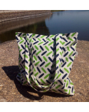 Tote bag with zipper. Green spikes