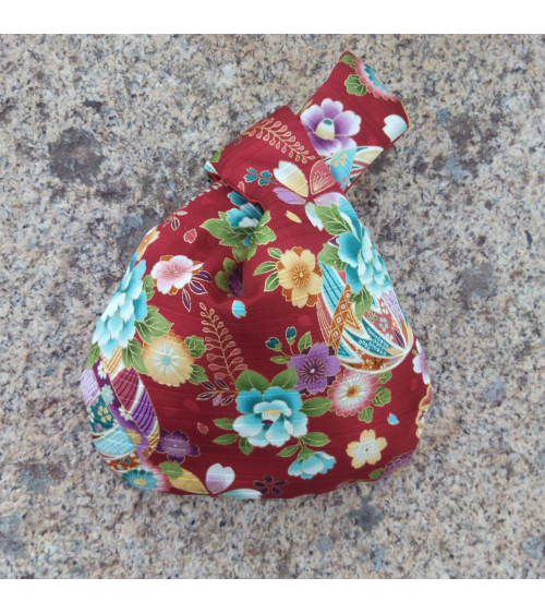 Bolso de mano japonés algodón reversible rojo