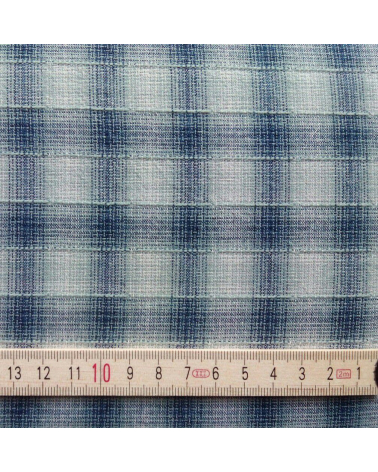 Japanese fabric. Checkered yarn dyed fabric in blue