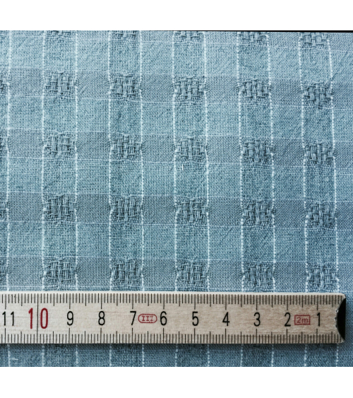Vichy yarn dyed fabric in lead blue