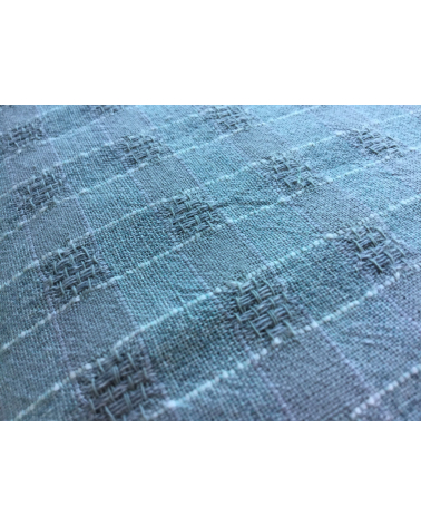 Vichy yarn dyed fabric in lead blue