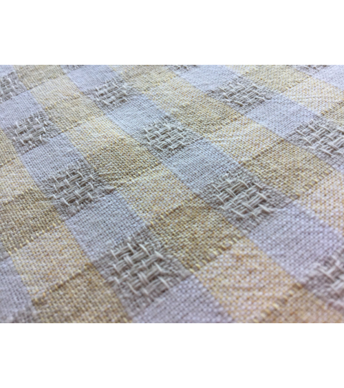 Vichy yarn dyed fabric in Vanilla and beige