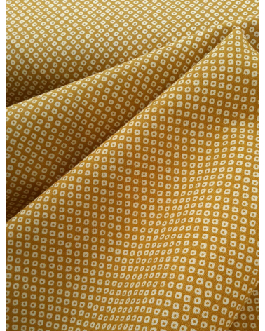 Japanese cotton fabric. Mustard yellow shibori.