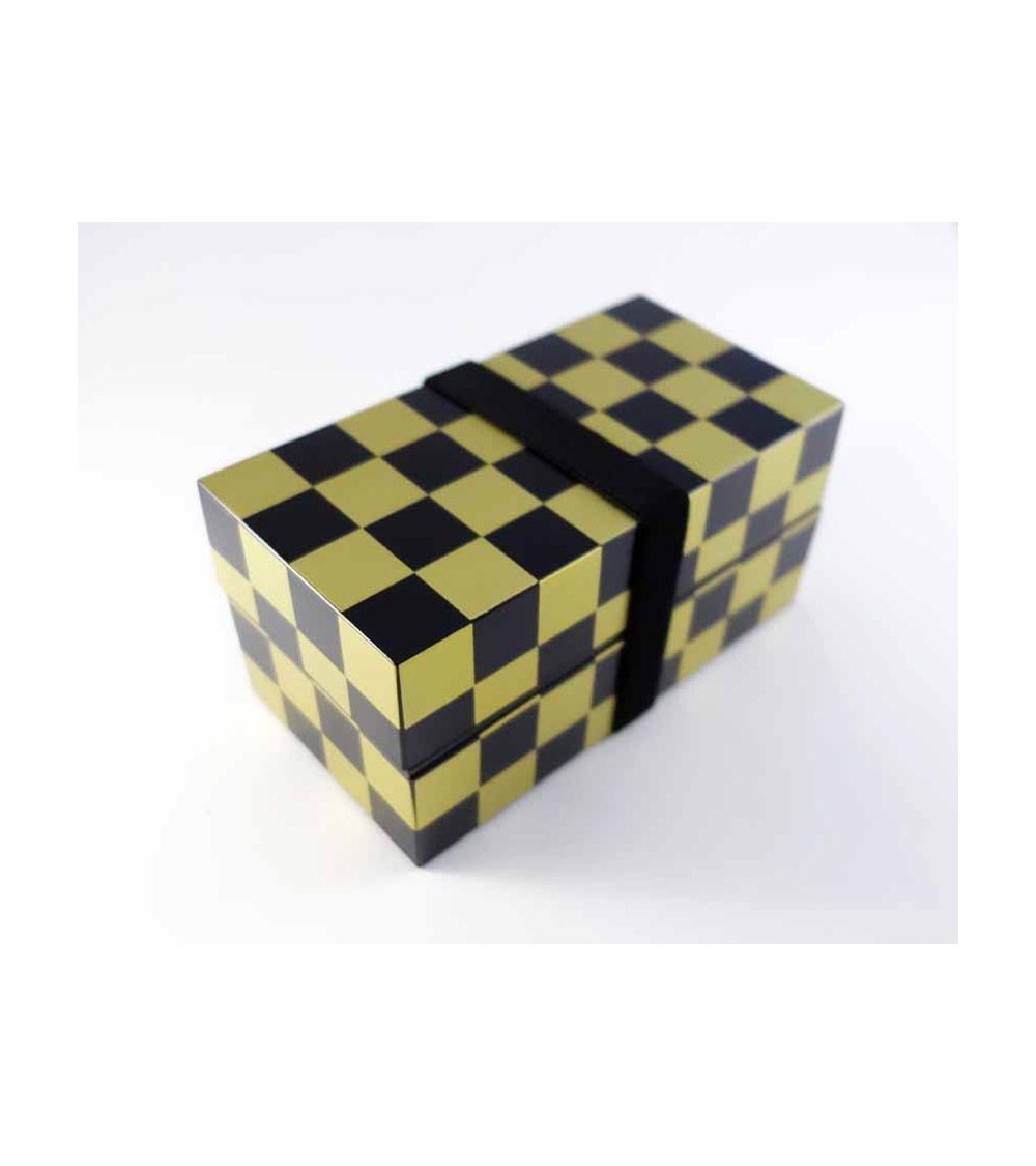 Bento box (Lunch box) damero dorado y negro