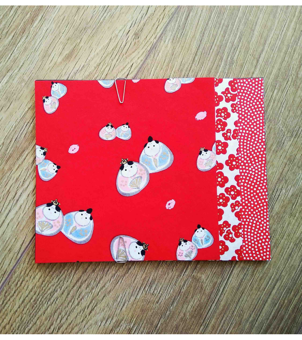 Kit papel origami 2+2+2 hojas en rojos. 13x13cm.