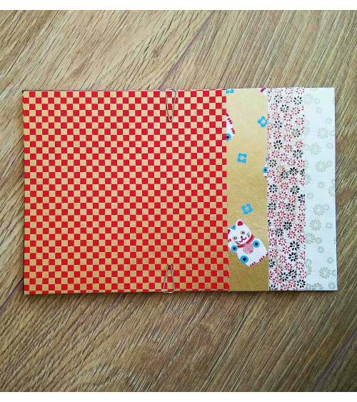 Kit papel origami 2+2+2+2 hojas. Oro, blanco y rojo. 13x13cm.