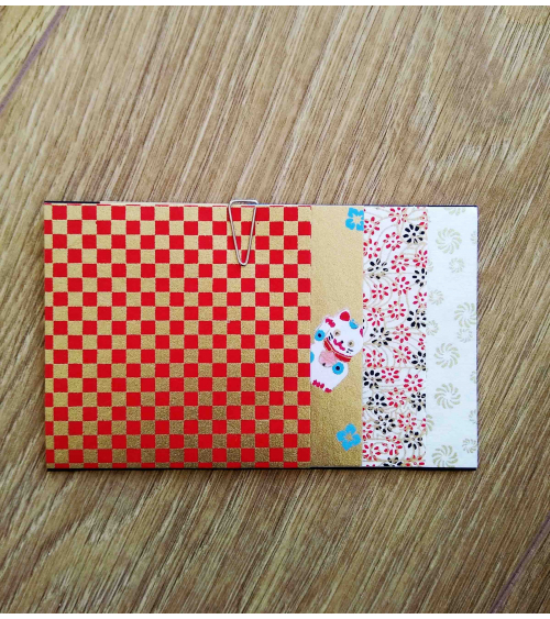 Kit papel origami 2+2+2+2 hojas. Oro, blanco y rojo. 7,5x7,5cm.
