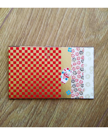 Kit papel origami 2+2+2+2 hojas. Oro, blanco y rojo. 7,5x7,5cm.