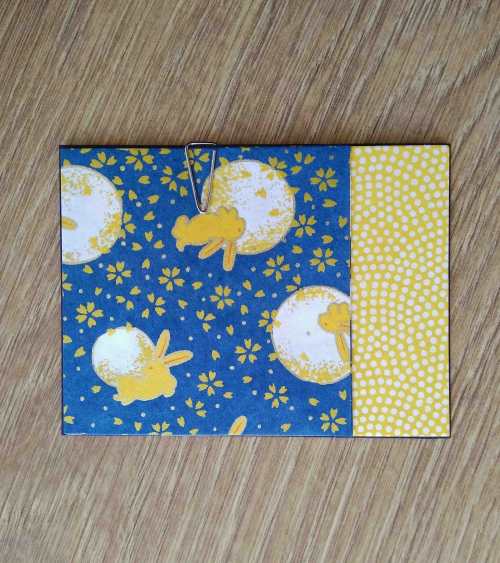 Origami paper kit. Little rabbits and moons. 3+3 pieces 7,5x7,5cm.