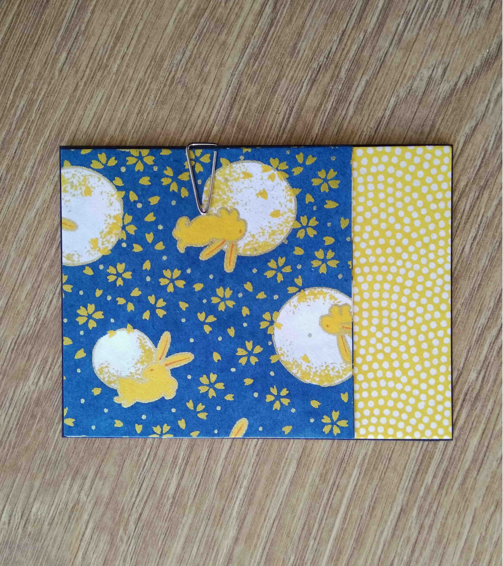 Origami paper kit. Little rabbits and moons. 3+3 pieces 7,5x7,5cm.