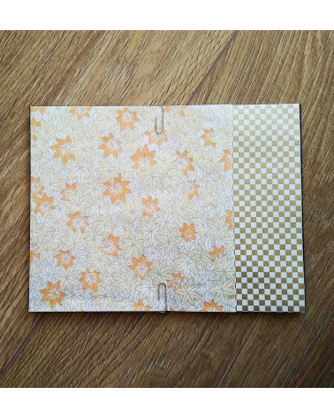 Kit papel origami 2+2 hojas. Hojas de arce. 15x15cm.