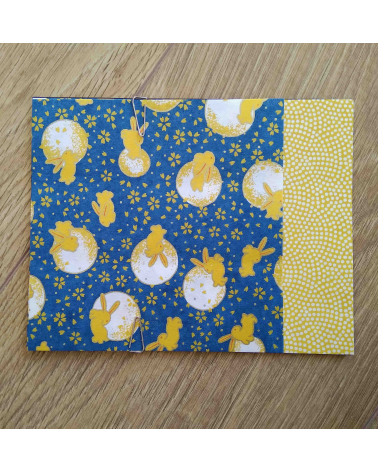 Kit papel origami 2+2 hojas. Conejitos y lunas. 13x13cm.