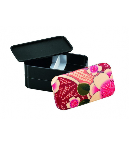 Bento box (Lunch box) yuzen rosa alargada