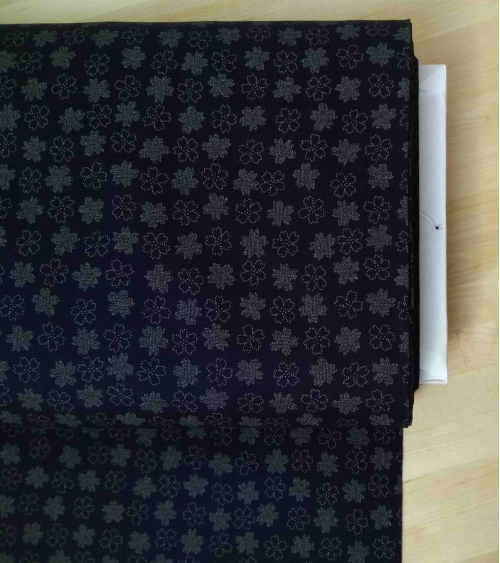 Japanese cotton fabric. Flowers over indigo blue