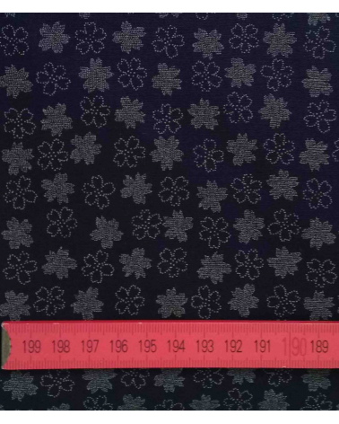 Japanese cotton fabric. Flowers over indigo blue