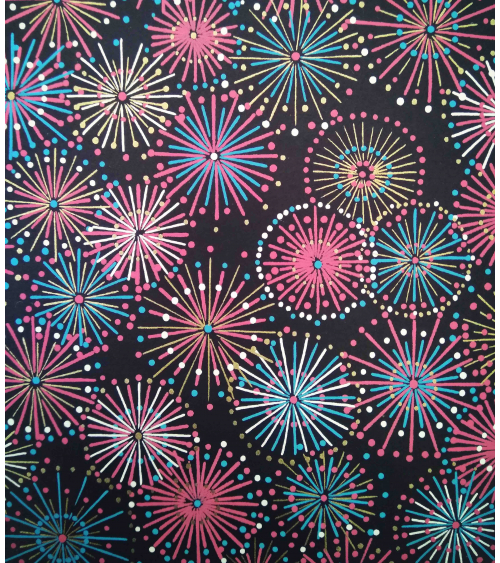 Chiyogami paper, fireworks over black