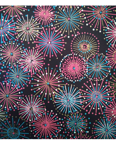 Chiyogami paper, fireworks over black