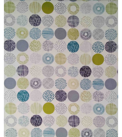Light oxford Japanese fabric. Graphic circle pattern.