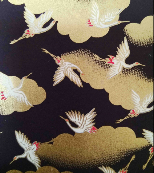 Chiyogami paper with white cranes
