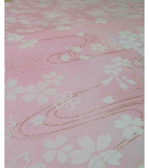 Chiyogami paper, white sakura blossoms over pink