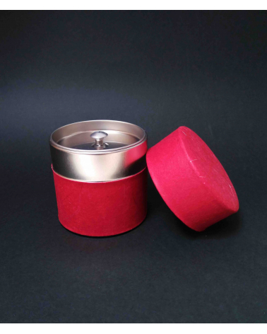 'Red' tea caddy covered in washi Japanese paper.