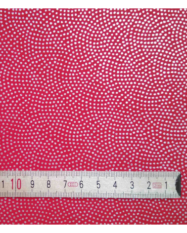 Papel washi decorado en rojo con ondas en puntitos plata