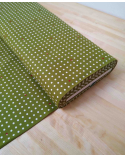 Japanese cotton fabric. Polka dots over moss green.
