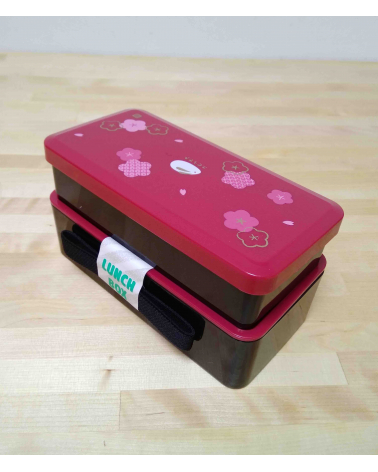 Bento box (Lunch box) ume y conejitos roja con bolsa