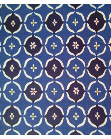 Papel Katazome con geométricos en azul.