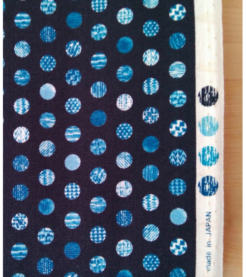 Japanese cotton fabric. Polka dots over navy blue.