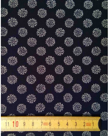 Japanese cotton fabric. Dahlias over indigo blue