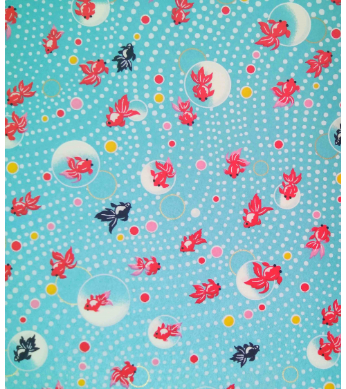 Chiyogami, koi fish over pearlescent blue