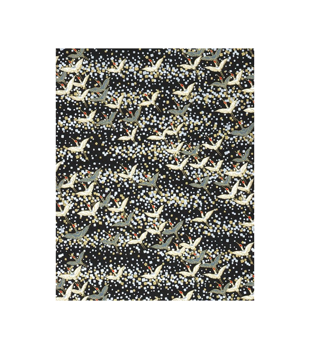 Papel Chiyogami de olas  doradas sobre fondo negro