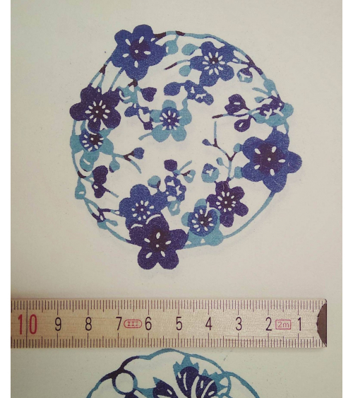 Katazome paper with blue flower motifs