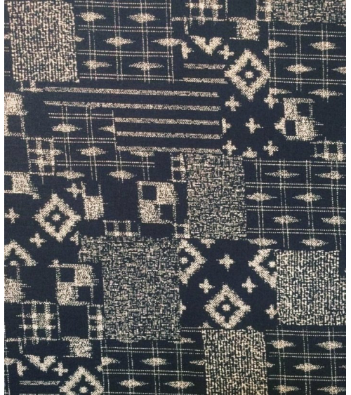 Japanese cotton fabric. Boro over indigo blue