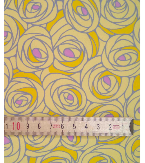 Chiyogami paper with roses in yellow.