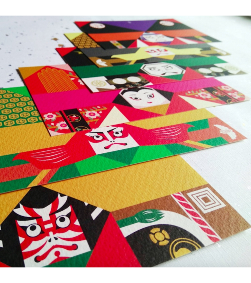 Kit origami-Postales "Kabuki" COCHAE.