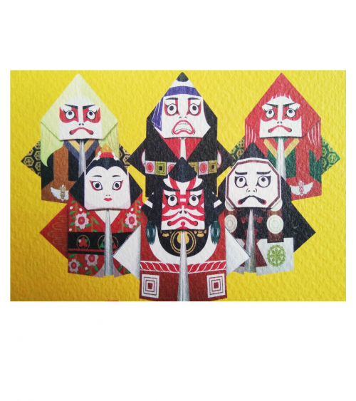 Kit origami-postcards "Kabuki" COCHAE.