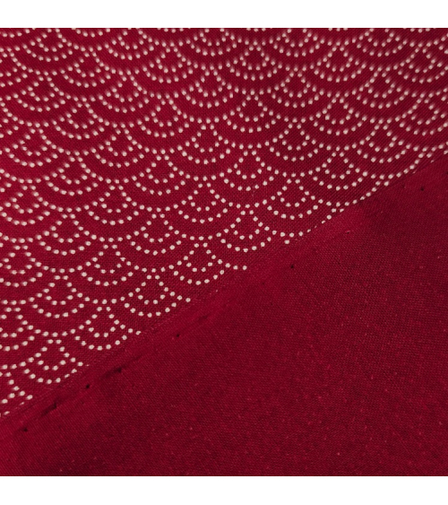 Japanese fabric 'Seigaiha' traced with dots over red