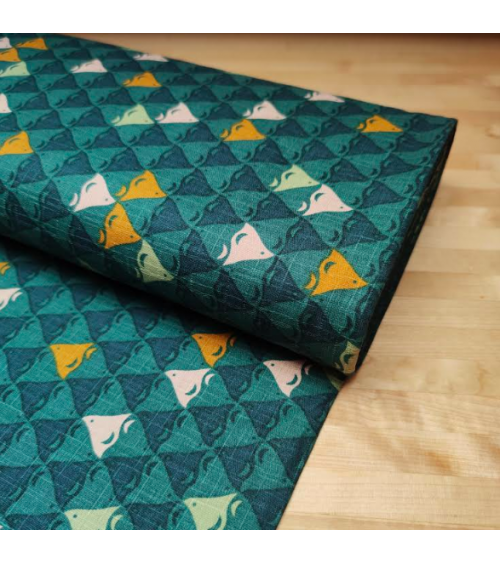 Japanese dobby fabric 'Chidori' in bluish-green.