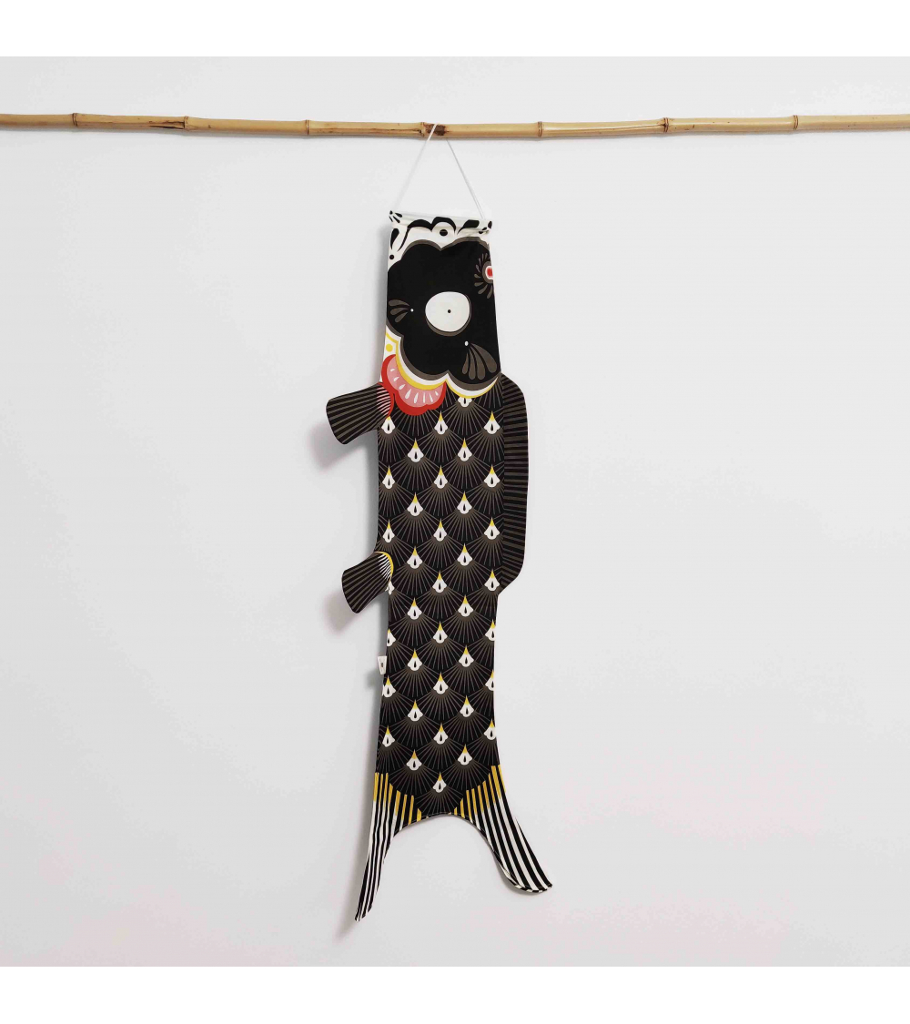 Japanese koinobori (carp kite) 'Papa Koi' in black