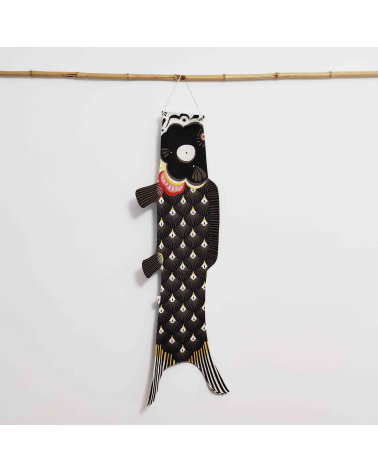 Japanese koinobori (carp kite) 'Papa Koi' in black