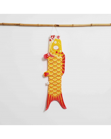 Japanese koinobori (carp kite) in curry yellow.