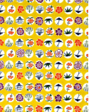 Chiyogami paper with traditional motifs in yellow